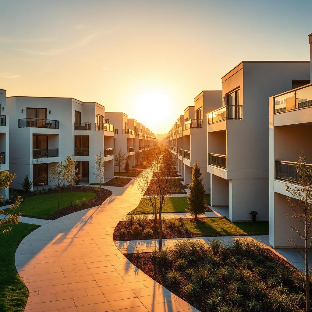 Residential community at golden hour